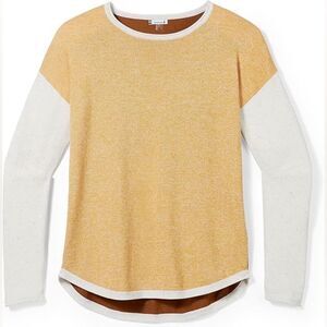 NWT Smartwool Women's Shadow Pine Colorblock Merino Wool Sweater in Gold